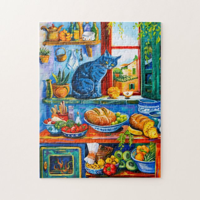 Quebra-cabeça Gato Olhando pela Janela da Cozinha (Vertical)