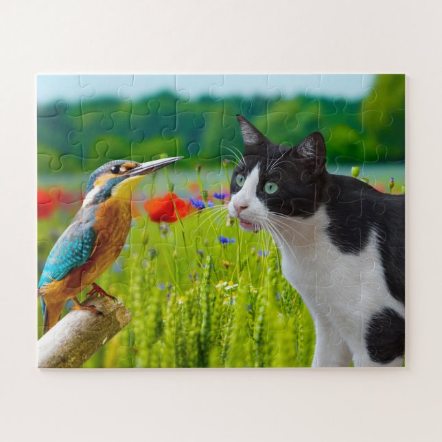 Quebra-cabeça Gato-Passatempo & Pássaro (Horizontal)