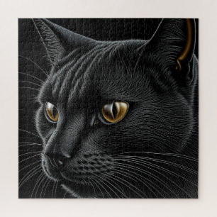 Quebra-cabeça Gato preto AI com olhos amarelos