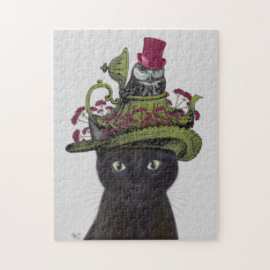 Quebra-cabeça Gato Preto com Bule e Coruja