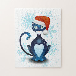 Quebra-cabeça Gato Preto com Cabra Papai noel