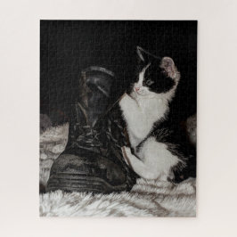 Quebra-cabeça Gato preto e branco travesso
