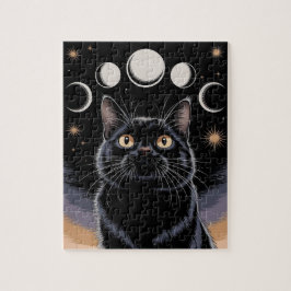 Quebra-cabeça Gato Preto Gótico, Presente Gótico, Gato Preto da