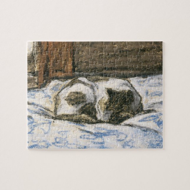 Quebra-cabeça Gato que dorme em uma cama por Claude Monet (Horizontal)