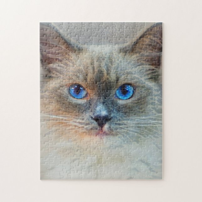 Quebra-cabeça Gato Siamês Com Olhos Azuis (Vertical)