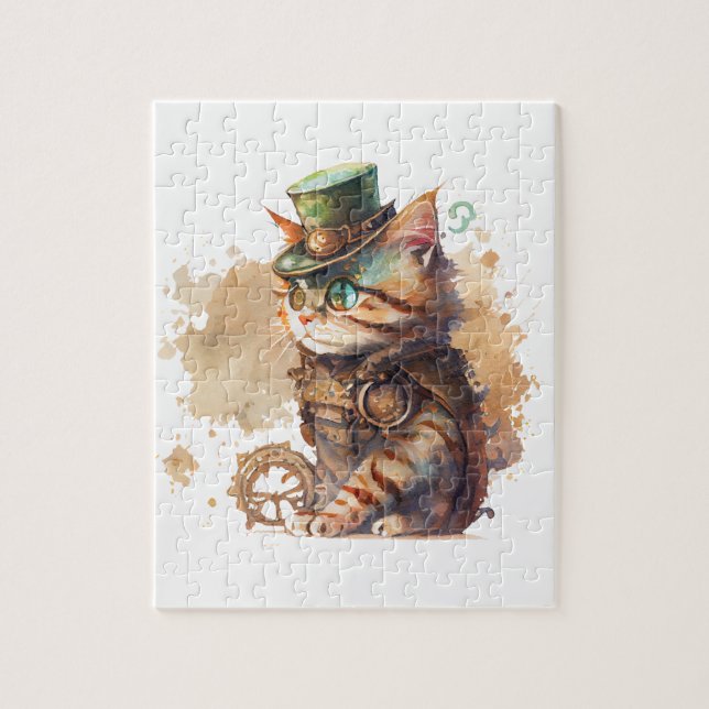 Quebra-cabeça Gato Steampunk Adorable and Cute (Vertical)