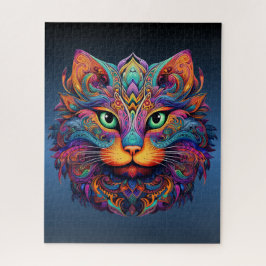 Quebra-cabeça Gato Tribal Colorido - Gato Boho Vibrante