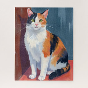 Quebra-cabeça Gato Tricolor   Pintura de Gato Pet Kitten aquarel