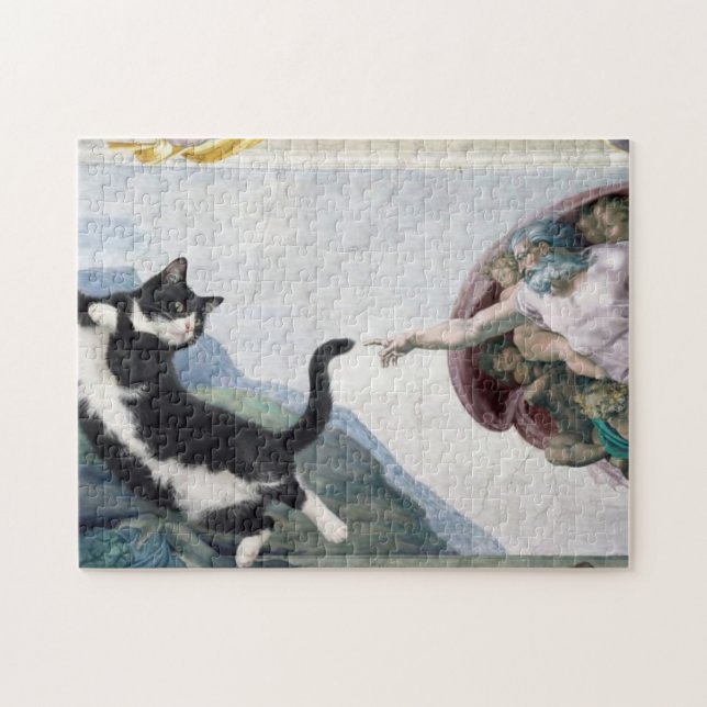 Quebra-cabeça Gato Tuxedo Tocando a Pata Divina (Horizontal)