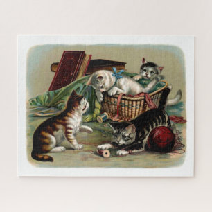 Quebra-cabeça Gatos A Reproduzir Imagem De Vintagem Fresca