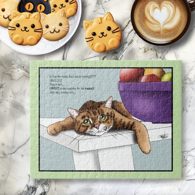 Quebra-cabeça Gatos Atraentes Laranja Tabby Tratam de Comédia na (Criador carregado)