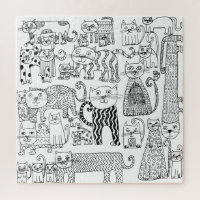 Gatos Brancos e Negros Brancos Desenhando Arte Mod