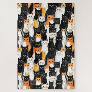 Quebra-cabeça Gatos Brancos Laranja Pretos
