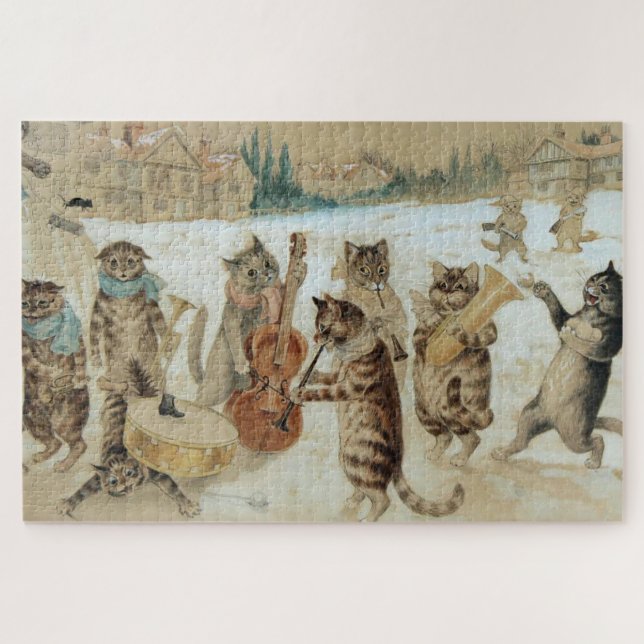 Quebra-cabeça Gatos cantam canções de Natal por Louis Wain  (Horizontal)