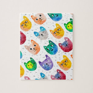 Quebra-cabeça Gatos com aquarelas e amigos