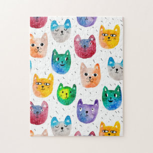 Quebra-cabeça Gatos com aquarelas e amigos