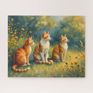 Quebra-cabeça Gatos Curiosos no Jardim
