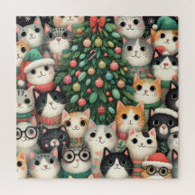 Gatos de estimação e árvore de Natal
