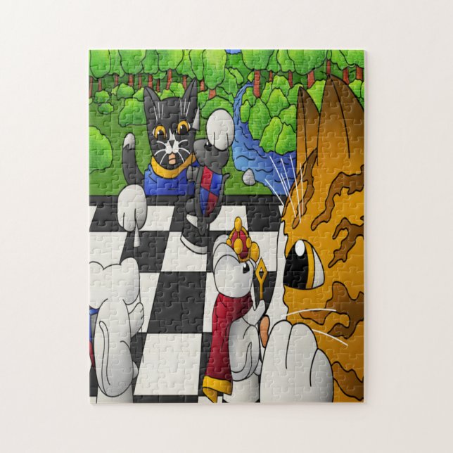 Quebra-cabeça Gatos de xadrez no parque (Vertical)