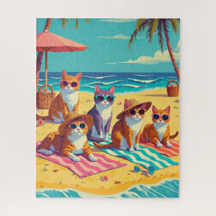 Quebra-cabeça Gatos descendo na praia