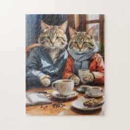 Quebra-cabeça Gatos e Café