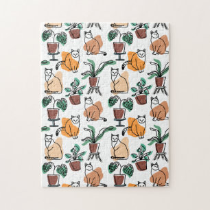 Quebra-cabeça Gatos e flores para desenho de linhagens
