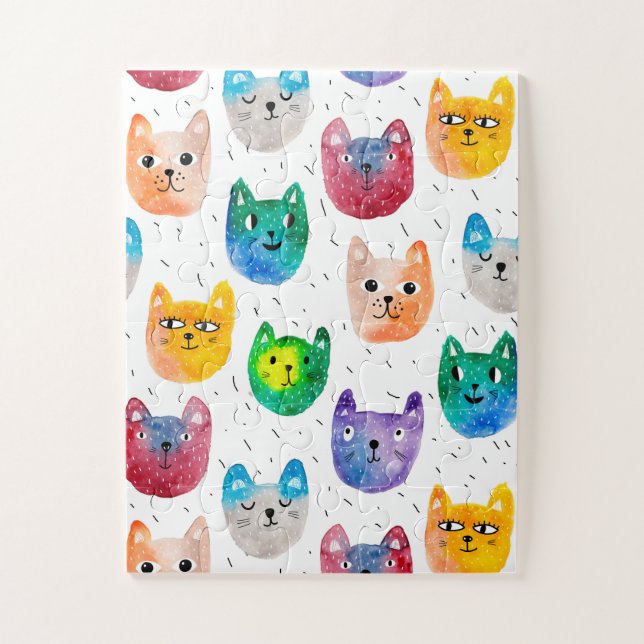 Quebra-cabeça Gatos em aquarela e amigos (Vertical)