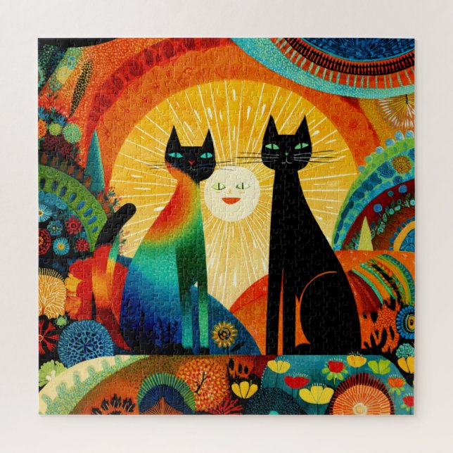 Quebra-cabeça Gatos em um fundo brilhante e colorido, (Vertical)