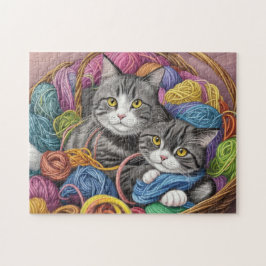 Quebra-cabeça Gatos em uma cesta