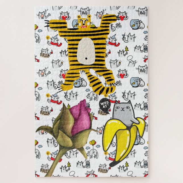 Quebra-cabeça Gatos engraçados, leite e magia. (Vertical)