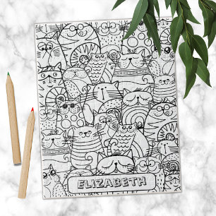 Quebra-cabeça Gatos Fofos Engraçados Zen Doodle Colorir Nome Per