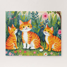 Quebra-cabeça Gatos Ilustrados em Flor