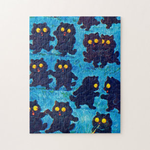 Quebra-cabeça Gatos negros dançando ao luar, Louis Wain
