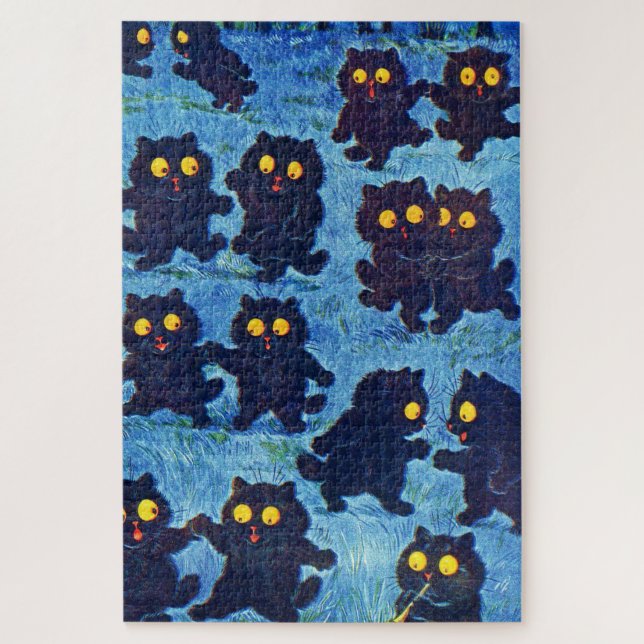 Quebra-cabeça Gatos negros dançando ao luar, Louis Wain (Vertical)