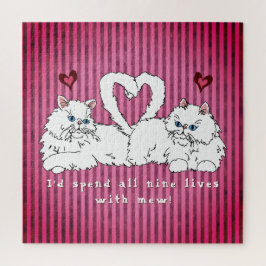 Quebra-cabeça Gatos Pérsicos Brancos com Dia de os namorados de