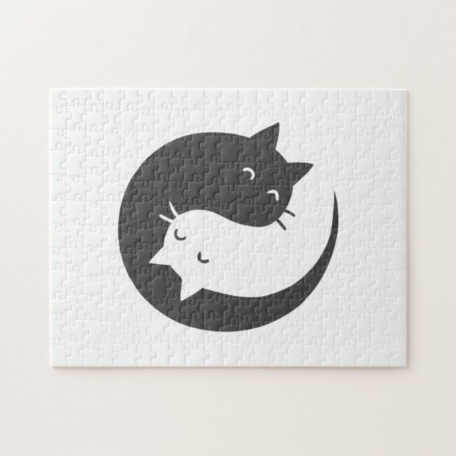 Quebra-cabeça Gatos yin e yang mandala - Escolha a cor de fundo (Horizontal)