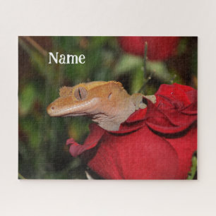 Quebra-cabeça Gecko Lizard preso personalizado em um Rosa