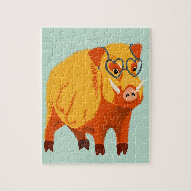 Quebra-cabeça Geek Porco Engraçado Boar Selvagem (Vertical)