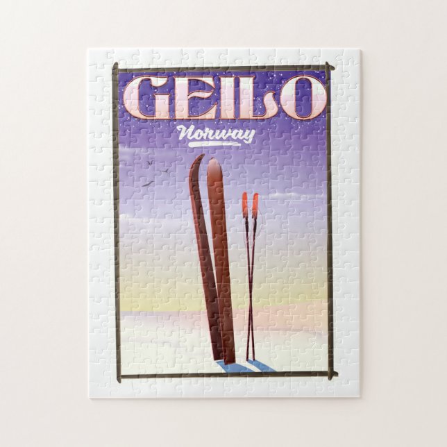 Quebra-cabeça Geilo, poster de viagens de esqui na Noruega (Vertical)
