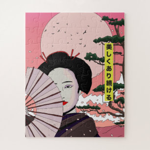 Quebra-cabeça Geisha Seja Bonita Mangá estilo Japonês Japonês