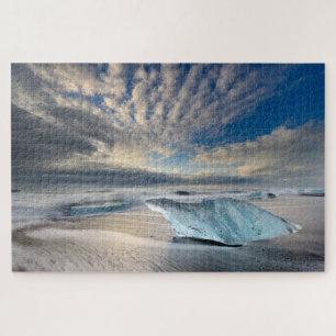 Quebra-cabeça Gelo azul glacial na praia de Jokulsarlon, Islând