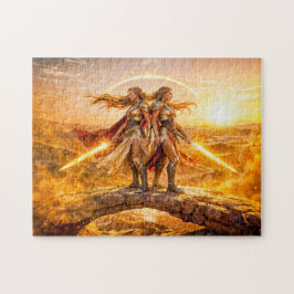 Quebra-cabeça Gêmeos Zodíaco com Mulheres Guerreiras Gêmeas e Br