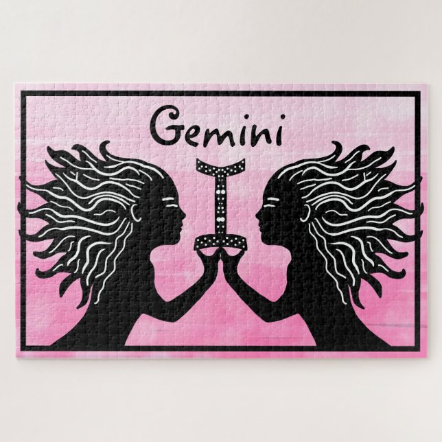 Quebra-cabeça Gemini Sinal de Arte Desenhada Mão Sinal de Horósc (Horizontal)