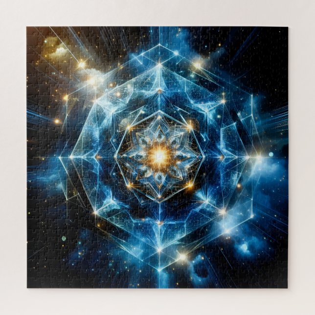 Quebra-cabeça Geometria Cósmica Mandala Estrela Universo Abstrat (Vertical)