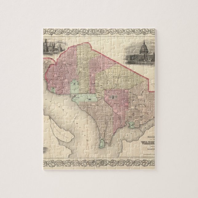 Quebra-cabeça Georgetown e a cidade de Washington (Vertical)