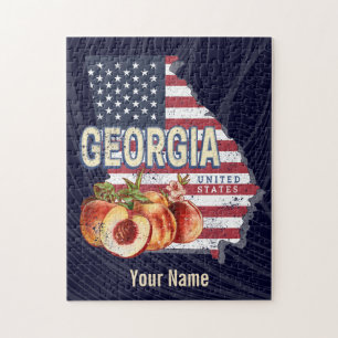 Quebra-cabeça Geórgia Estados Unidos - Retro State Map Vintage E