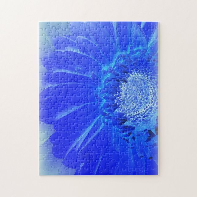 Quebra-cabeça gerbera azul-elétrica (Vertical)
