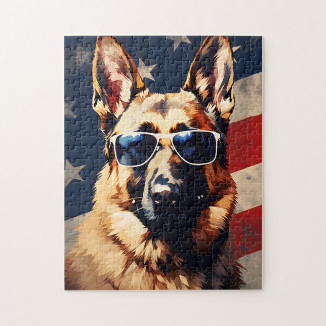Quebra-cabeça German shepherd 4 de julho Dia da Independência (Vertical)