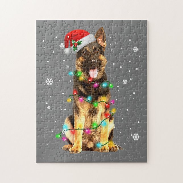 Quebra-cabeça German shepherd Cão Árvore Natal Doce Natal Xmas (Vertical)