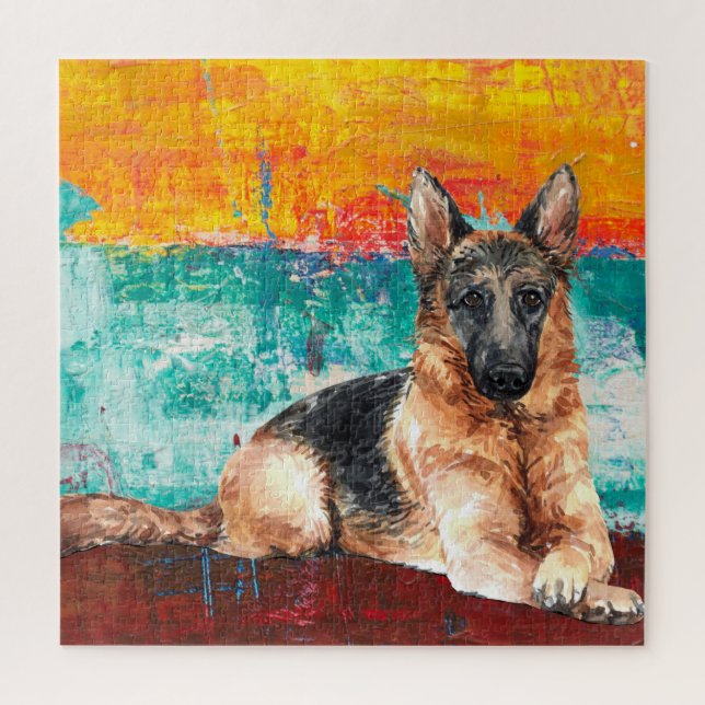 Quebra-cabeça German shepherd de pintura artística (Vertical)